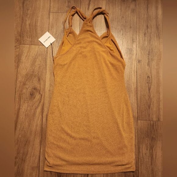 Superdown X Revolve Lily Twisted Strap Mini Dress Camel Orange Size L - Picture 5 of 8